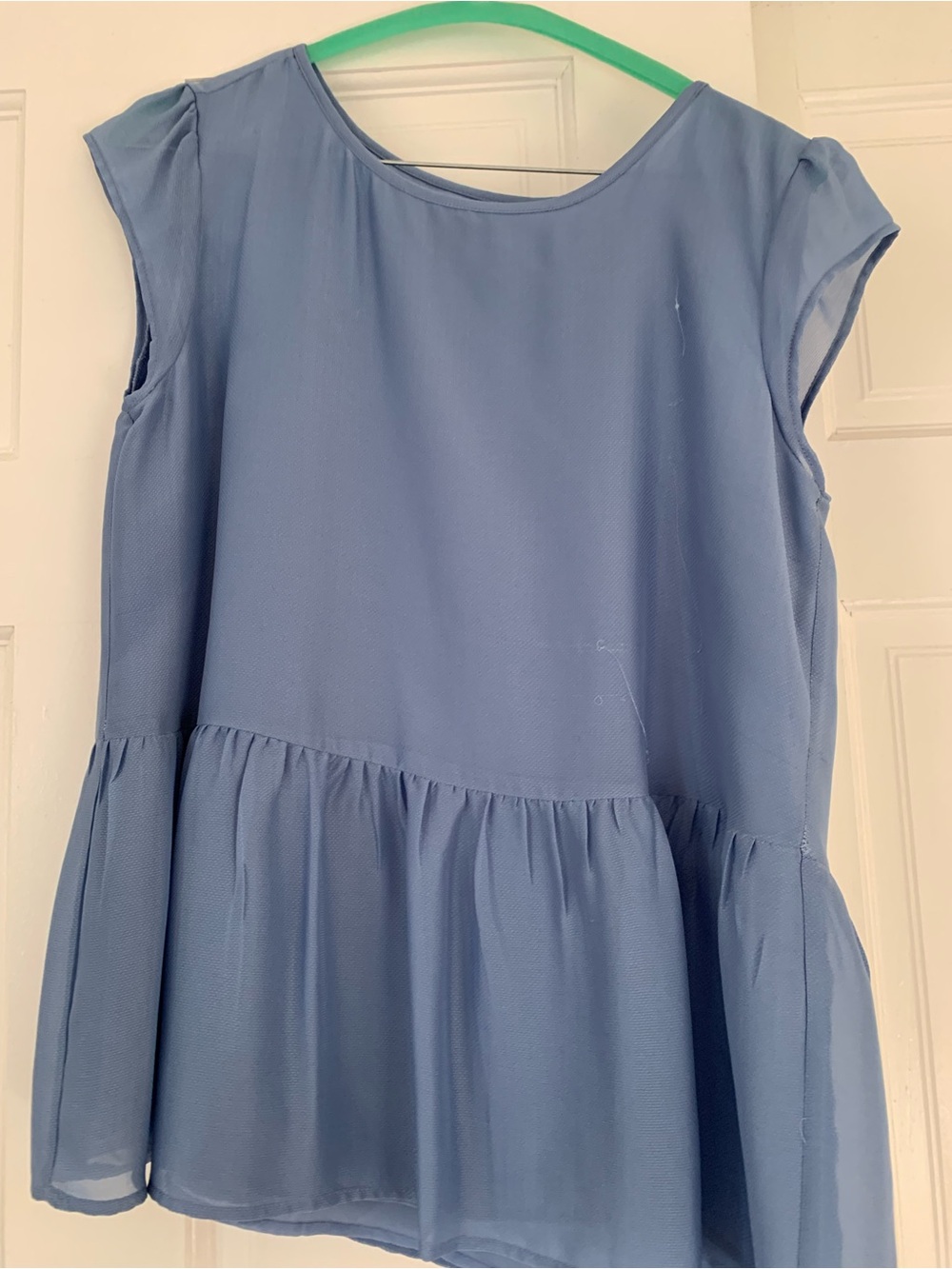 Girls' Light Blue Peplum Dress - Elegant Everyday Style
